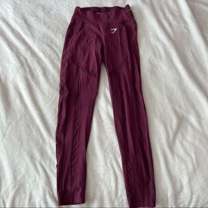 GYMSHARK burgundy cutout leggings size S